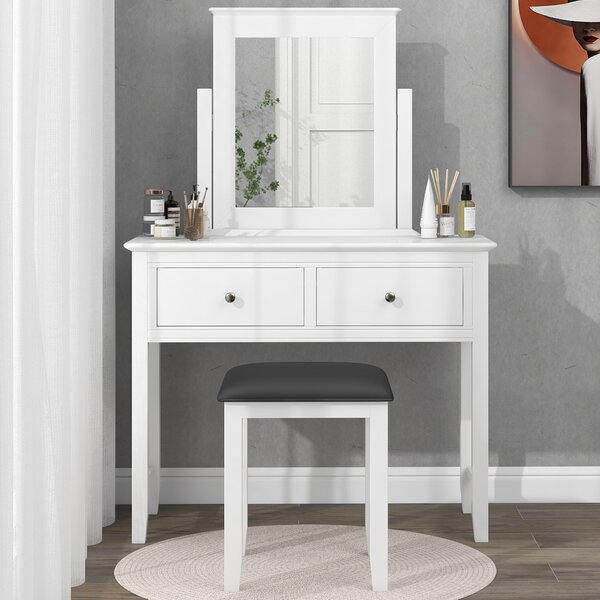 Desk with mirror deals attached